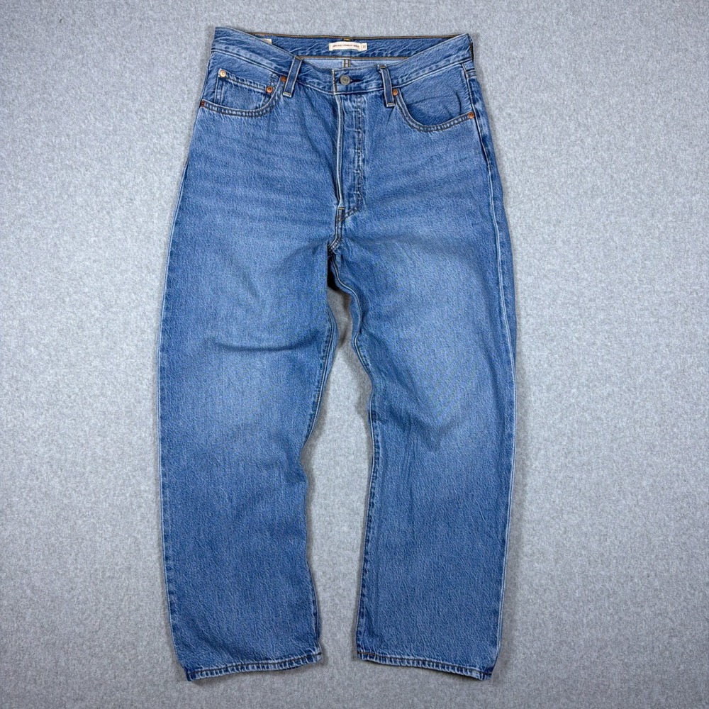 Levis Premium Ribcage Straight Ankle Jeans Blue Button Fly 31x27 72693-0130